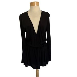 In The Beginning Black Romper Crochet Back